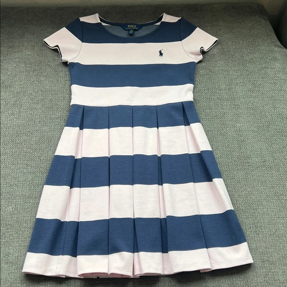 Ralph Lauren Navy and Light Pink Striped Dress